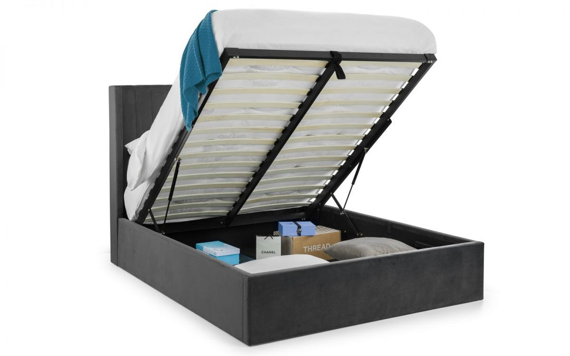 Langham Scalloped Headboard Storage Bed - Grey 135cm