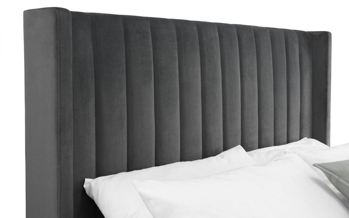 Langham Scalloped Headboard Storage Bed - Grey 150cm