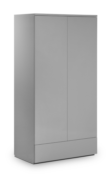 Monaco 2 Door 1 Drawer Wardrobe - Grey Gloss