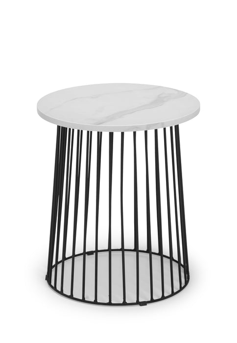 Broadway Round Lamp Table - White Marble