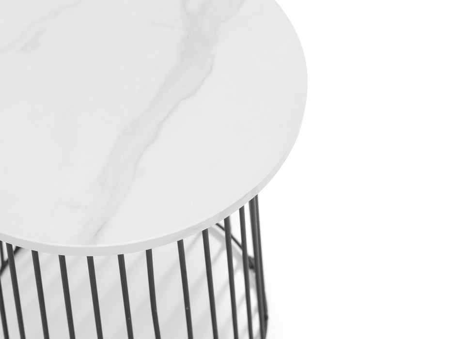 Broadway Round Lamp Table - White Marble