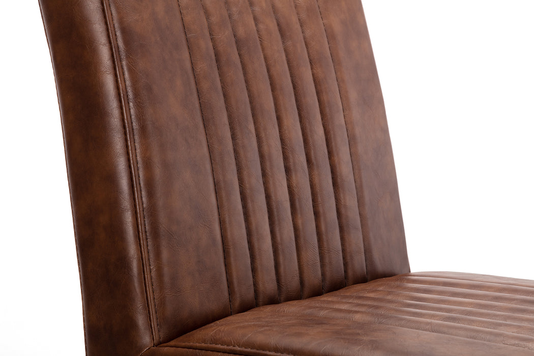 Brooklyn Dining Chair - Brown Faux Leather & Square Gunmetal