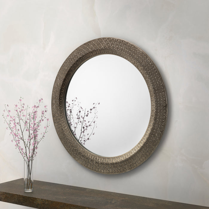 Cadence Round Pewter Wall Mirror - Large
