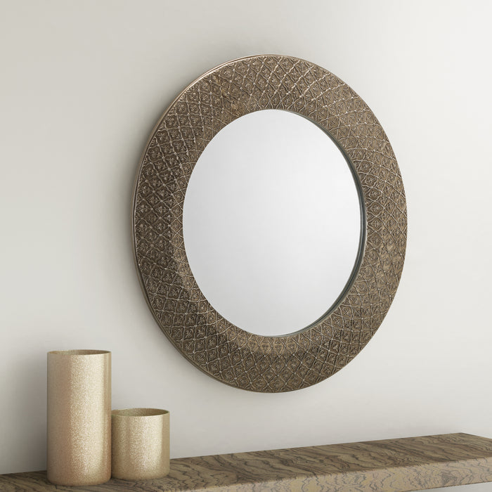 Cadence Round Pewter Wall Mirror - Small