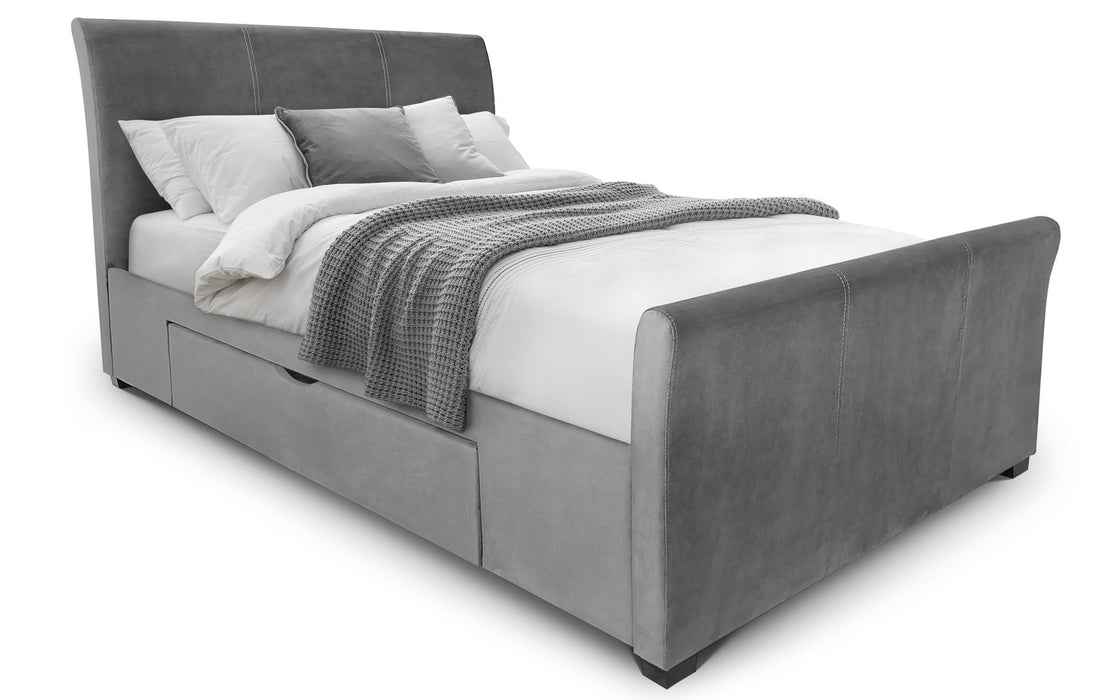 Capri Bed in Dark Grey Velvet 135cm
