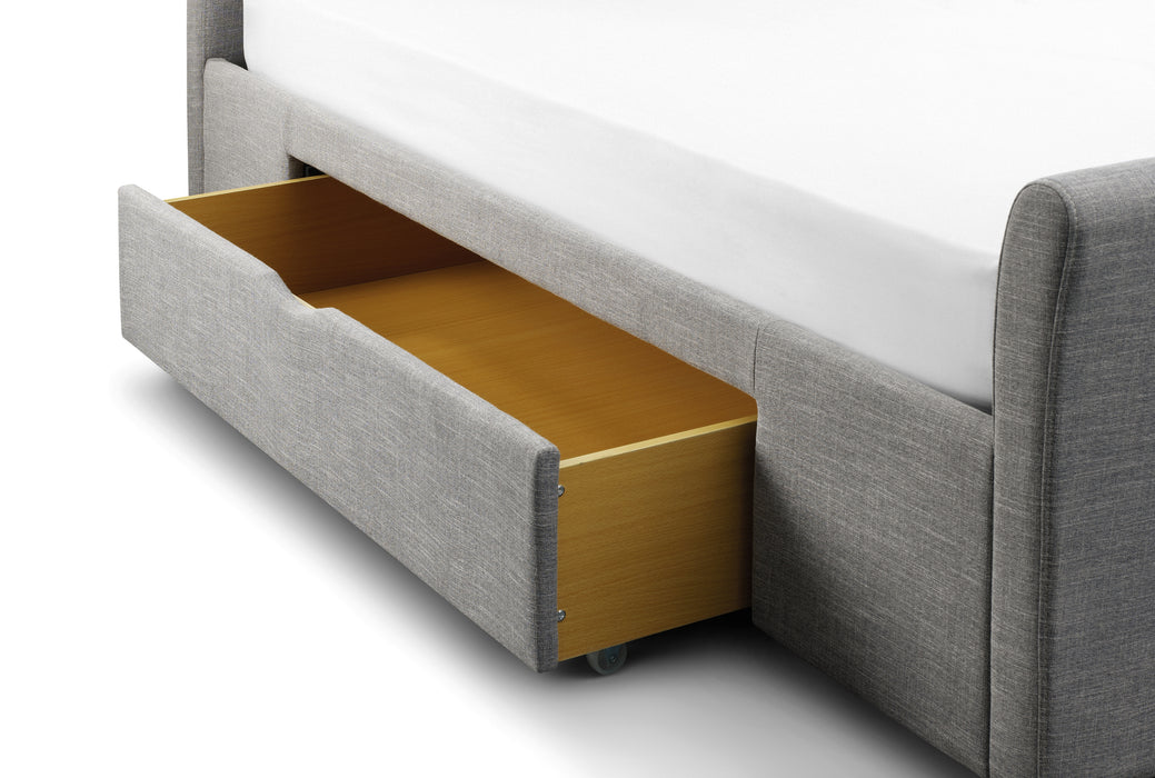 Capri Fabric Bed with Drawers Light Grey 135cm