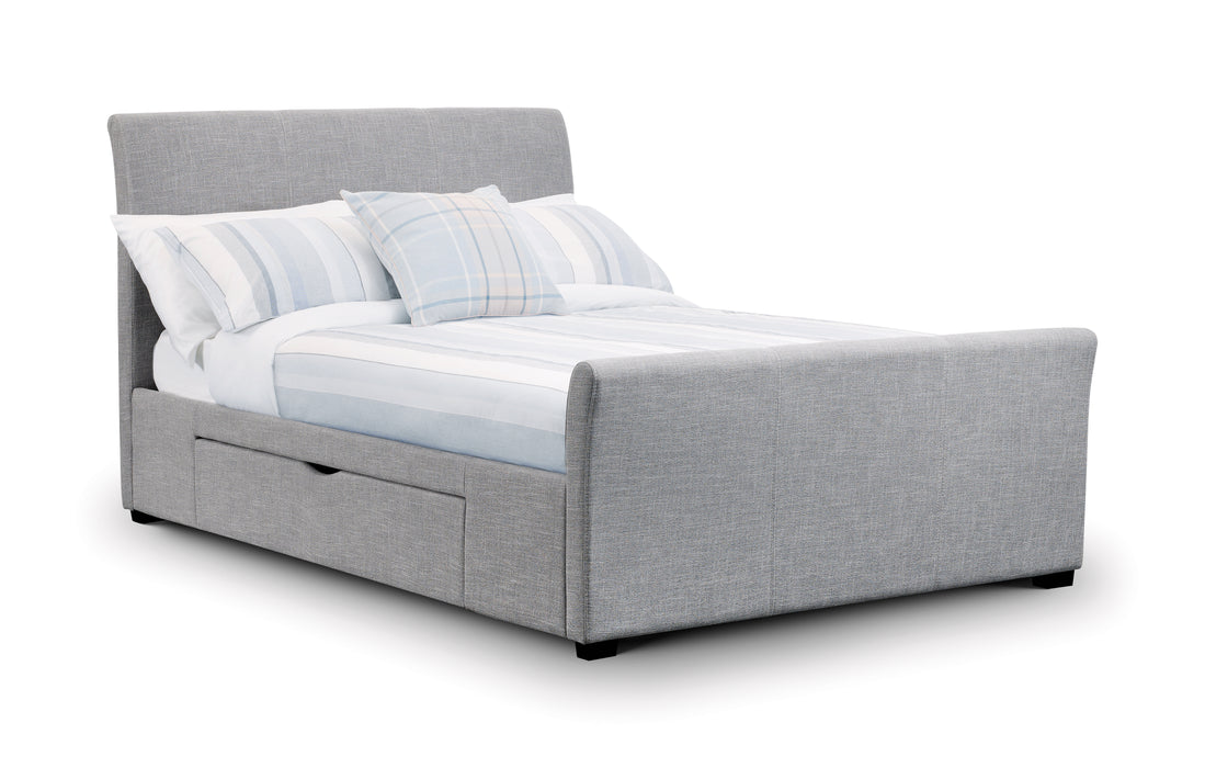 Capri Fabric Bed with Drawers Light Grey 180cm