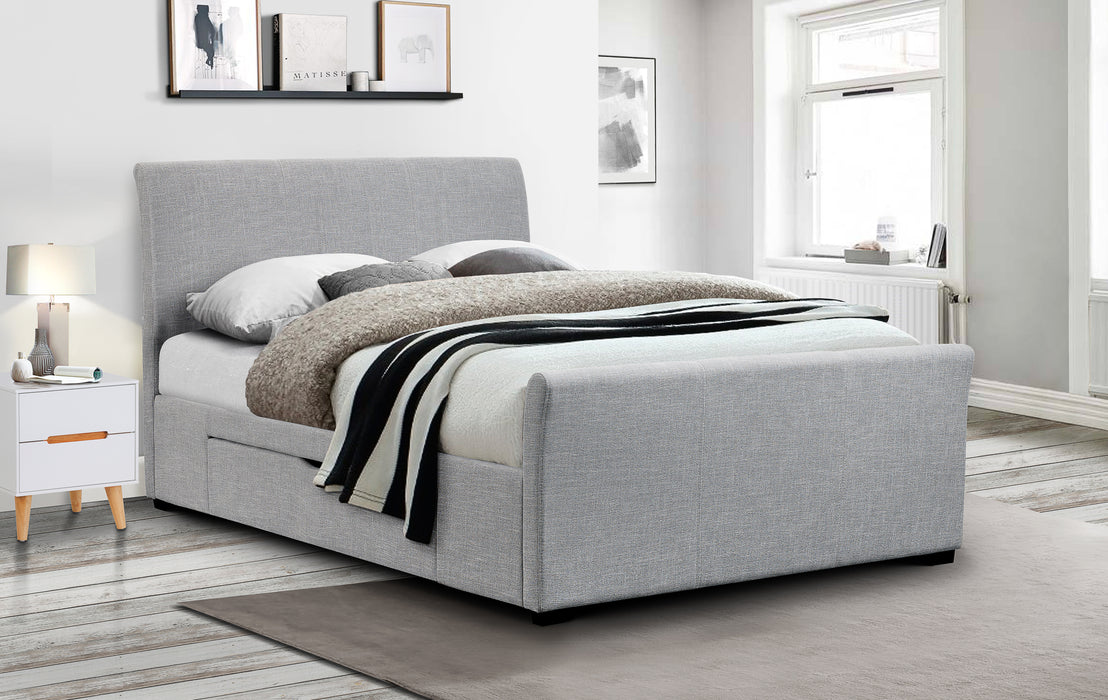 Capri Fabric Bed with Drawers Light Grey 135cm