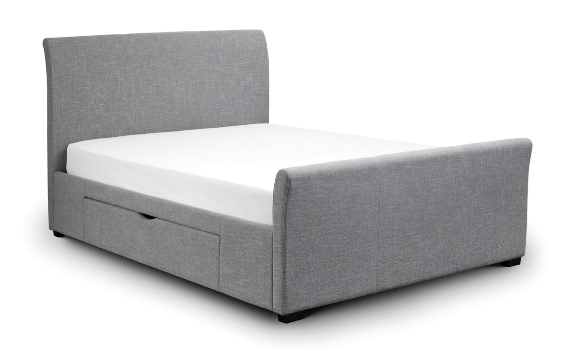 Capri Fabric Bed with Drawers Light Grey 180cm