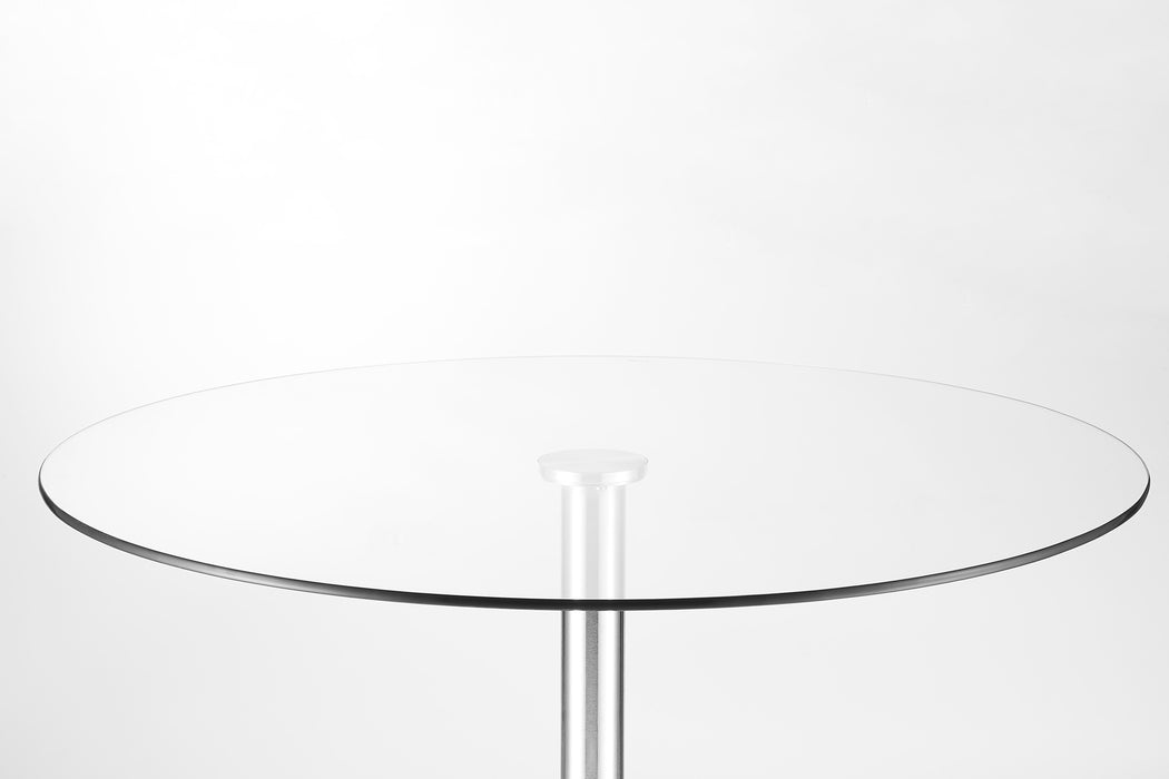 Milan Round Glass Brushed Steel Pedestal Table