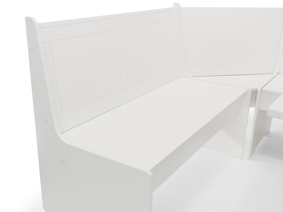 Newport Corner Dining Set with Storage Bench - Surf White