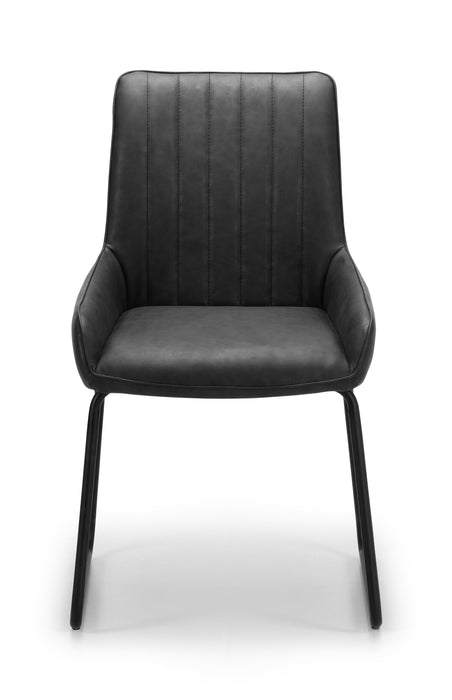 Soho Dining Chair - Antique Black Faux Leather & Thin Frame