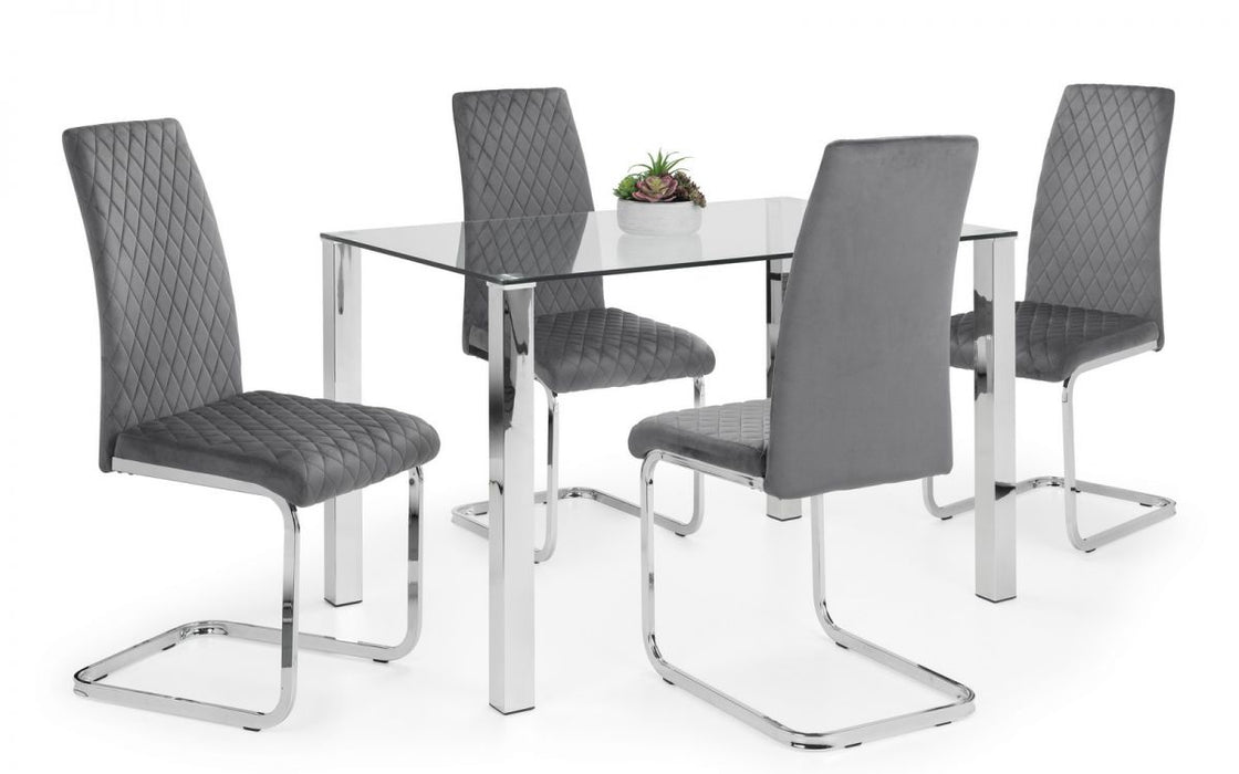 Calabria Velvet Cantilever Dining Chair - Grey
