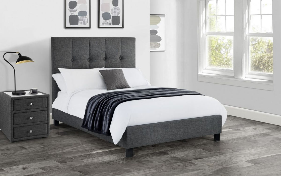 Sorrento High Headboard Bed - Slate Linen 150cm